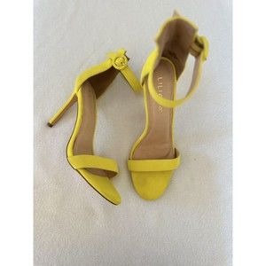 Liliana Yellow/Mustard Open Toe Ankle Strap Heels Shoes Women's 9 Comfy Soft